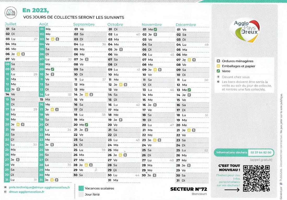 Calendrier dechets 2023 2